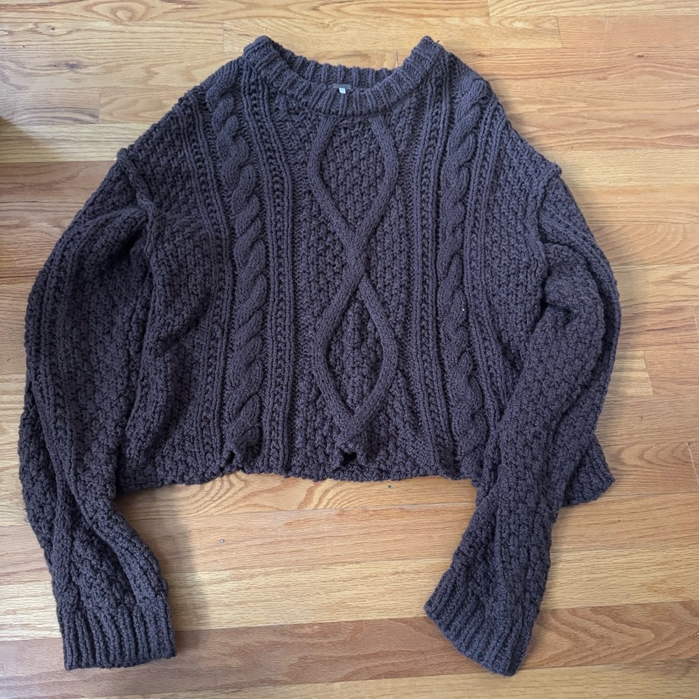 Free People Chunky Cable Knit Sweater - Brown